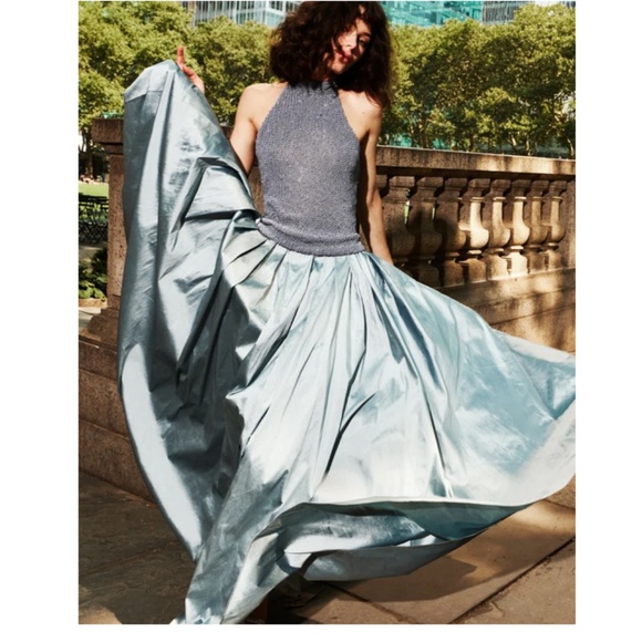 Emily Shalant Taffeta Tea Length Midi in Light Blue - (NEW WITH TAGS) - Picture 1 of 2